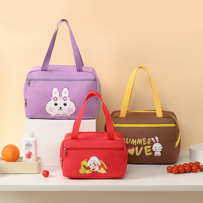 Geantă izolantă pentru prânz cu design de iepuraș drăguț, husă pentru monede, gentuță pentru machiaj și igienă, cutie de picnic, pachet de răcire, potrivită pentru activități în aer liber
