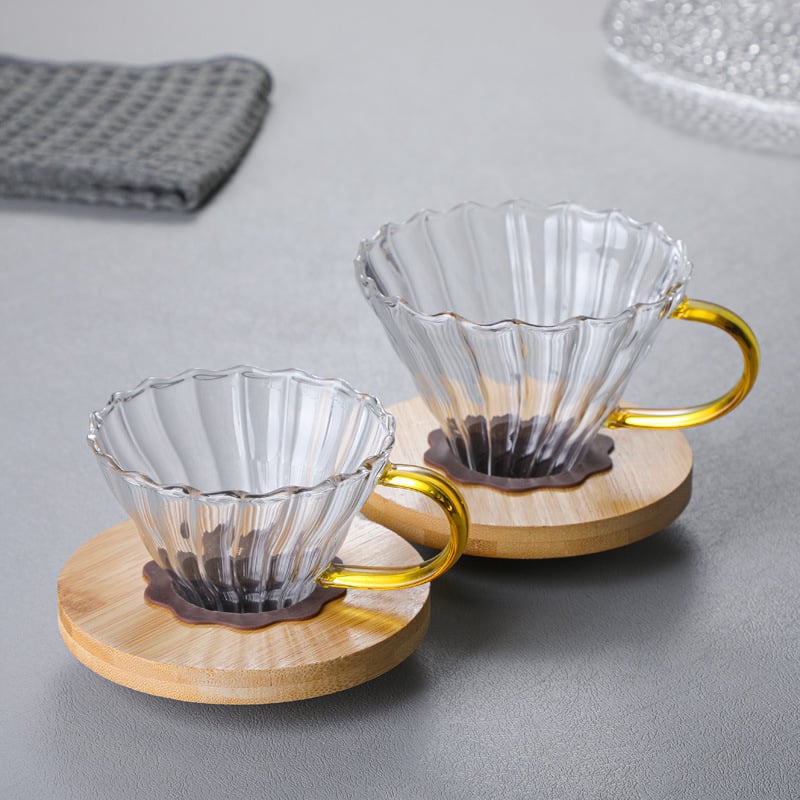 Filtru pour-over din sticlă borosilikată înaltă, filtru V60 pentru uz casnic
