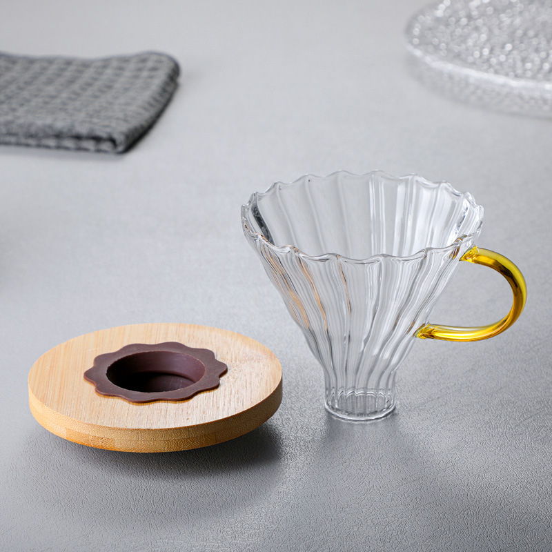 Filtru pour-over din sticlă borosilikată înaltă, filtru V60 pentru uz casnic