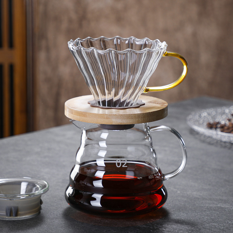 Filtru pour-over din sticlă borosilikată înaltă, filtru V60 pentru uz casnic