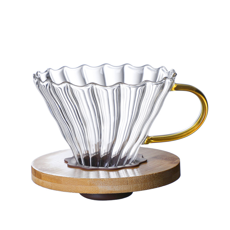 Filtru pour-over din sticlă borosilikată înaltă, filtru V60 pentru uz casnic