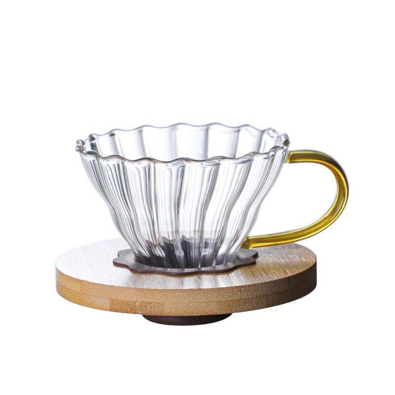 Filtru pour-over din sticlă borosilikată înaltă, filtru V60 pentru uz casnic
