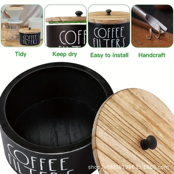 Cutie din lemn pentru filtre de cafea – organizator circular pentru birou