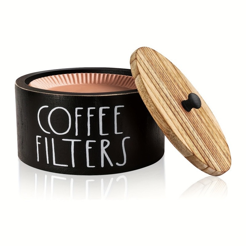 Cutie din lemn pentru filtre de cafea – organizator circular pentru birou
