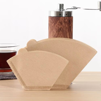 Filtru de cafea în formă de ventilator, din pulpă de lemn, pentru cafea preparată manual, 104 filtre