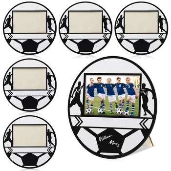 Ramă foto din lemn cu temă sportivă, fotbal, suport pentru birou acasă, decor din lemn