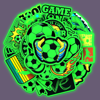 20 autocolante de fotbal fluorescente, care luminează în întuneric, serie sport pentru decor de birou, autocolante impermeabile pentru perete și cască
