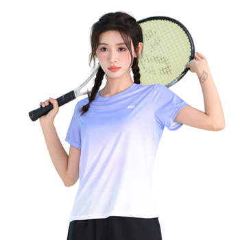 Ženski sportski T-shirt s gradijentom boja, brzo se suši, lagan i prozračan, ljetni kratkih rukava, opuštenog kroja, za trening i badminton