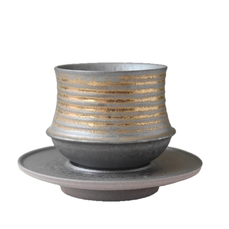 Set de cești de cafea din ceramică cu farfurioare, stil retro, cană pictată manual