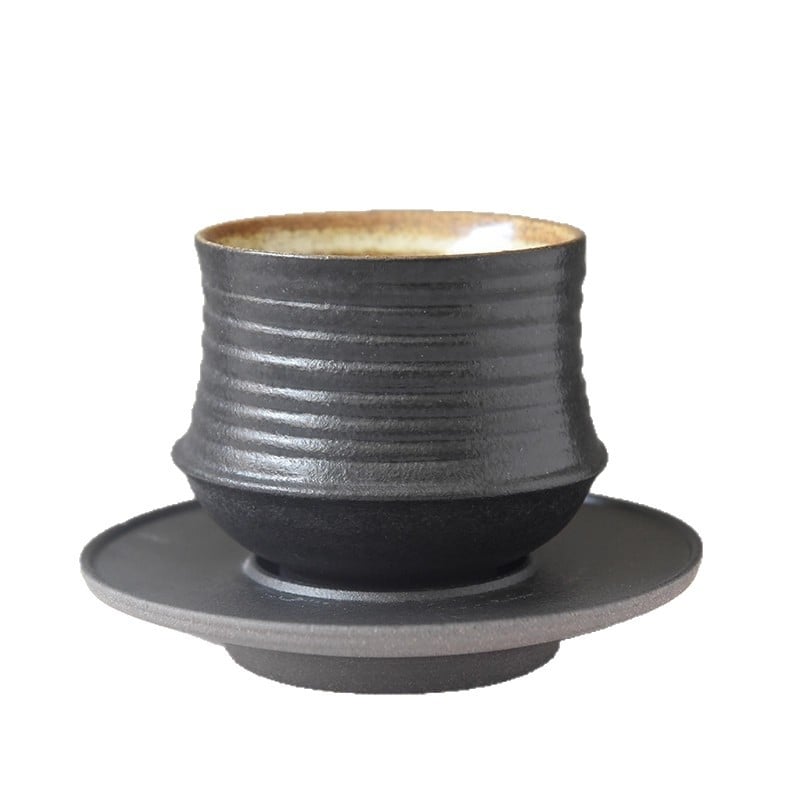 Set de cești de cafea din ceramică cu farfurioare, stil retro, cană pictată manual