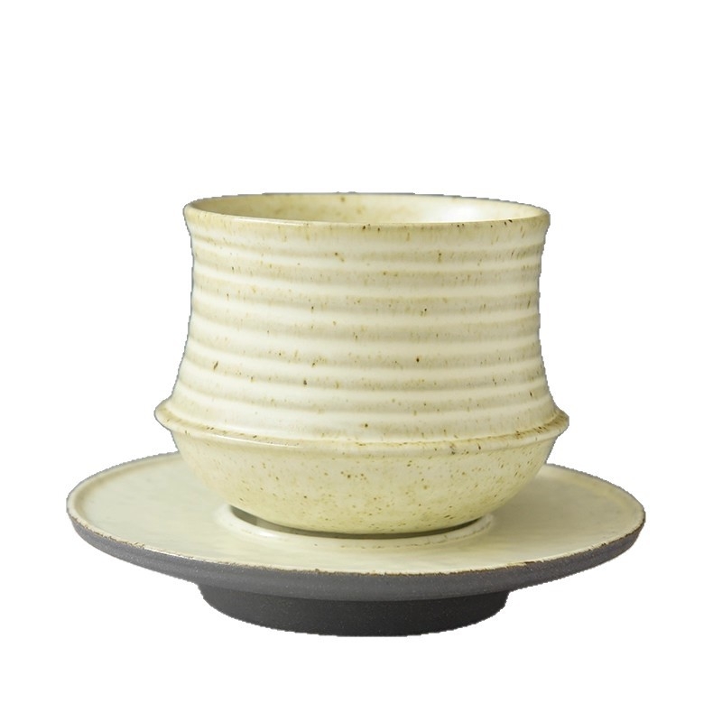 Set de cești de cafea din ceramică cu farfurioare, stil retro, cană pictată manual