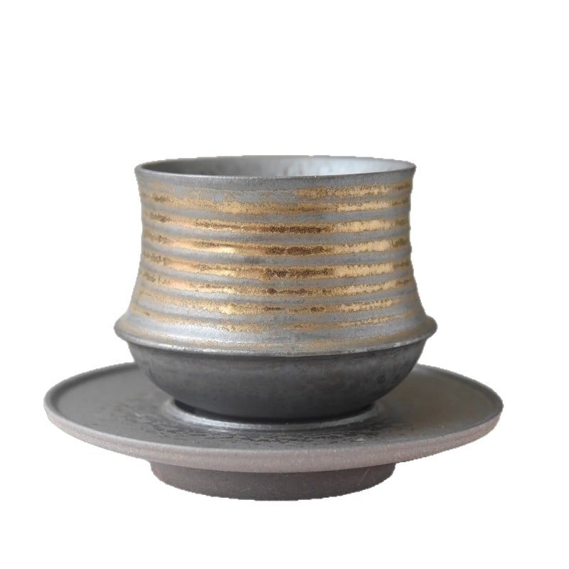 Set de cești de cafea din ceramică cu farfurioare, stil retro, cană pictată manual