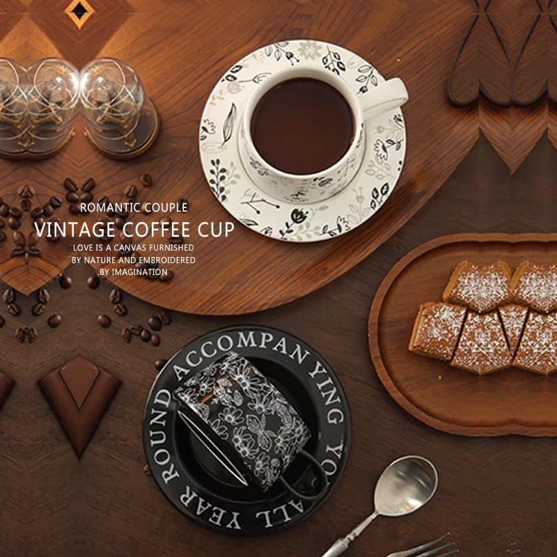 Set de cafea cu cești și farfurie cu model floral, în stil nordic, ceramică ușoară, farfurie de desert pentru ceaiul de după-amiază