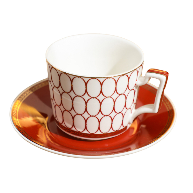 Set de cafea și ceai într-o cutie cadou de lux, stil european, ceramică pentru cappuccino și farfurioare