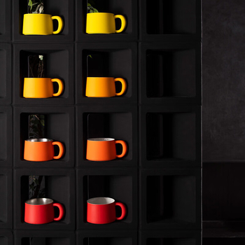 Sixteen-Open set de căni ceramice pentru cafea, lucrate manual, design minimalist, glazură albă, 300 ml, ideale