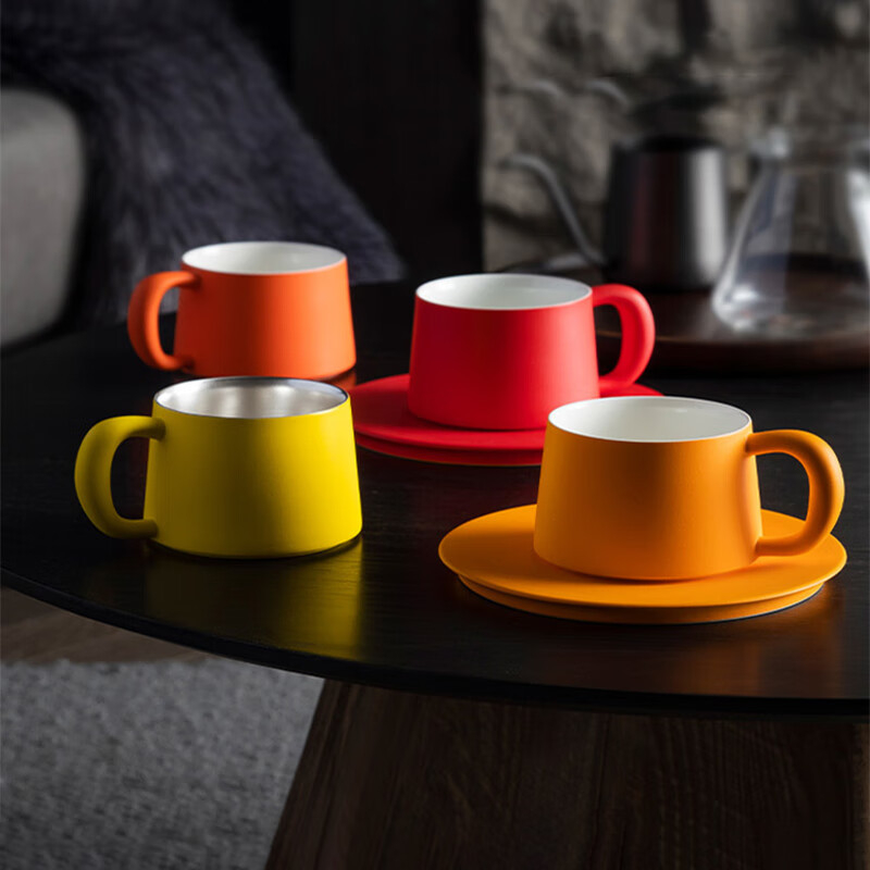 Sixteen-Open set de căni ceramice pentru cafea, lucrate manual, design minimalist, glazură albă, 300 ml, ideale