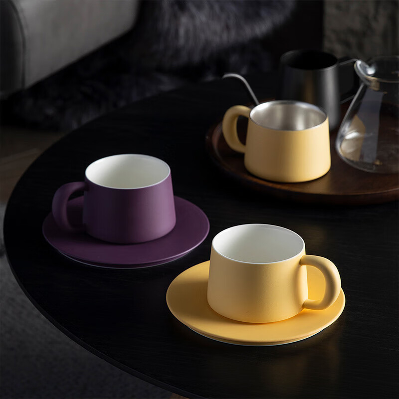 Sixteen-Open set de căni ceramice pentru cafea, lucrate manual, design minimalist, glazură albă, 300 ml, ideale