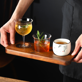 Set ceramic de cești pentru cafea cu tavă din lemn perforată pentru cold brew și latte american, stil retro