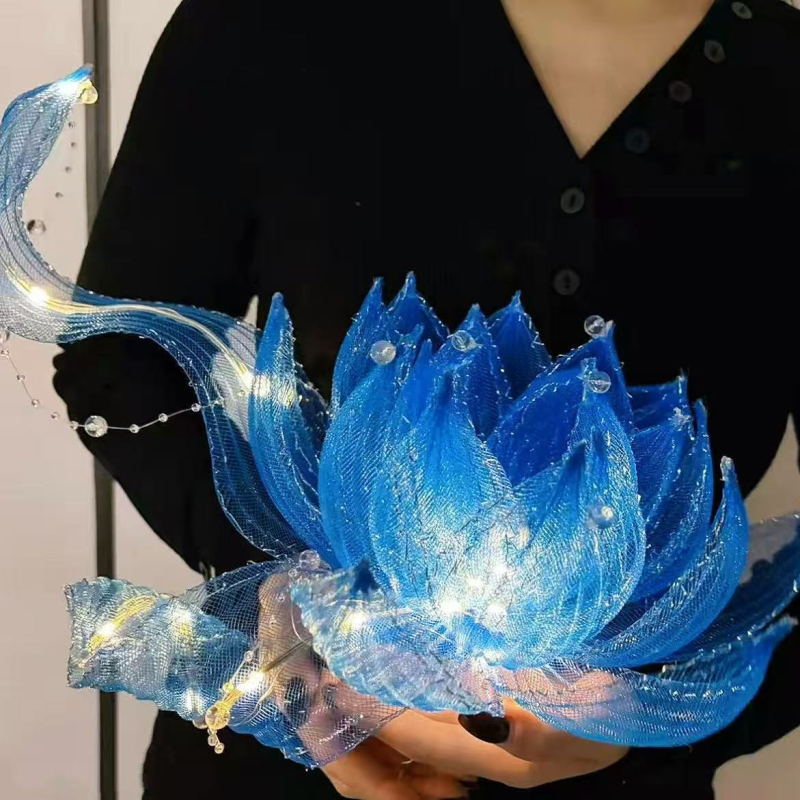 Kit DIY pentru lampionul suspendat lotus – stil antic, lampion portabil iluminat, recuzită fotografică Hanfu confecționată manual