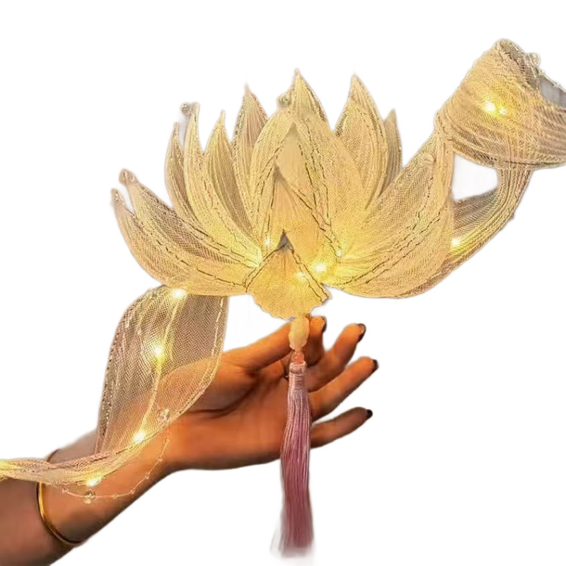 Kit DIY pentru lampionul suspendat lotus – stil antic, lampion portabil iluminat, recuzită fotografică Hanfu confecționată manual