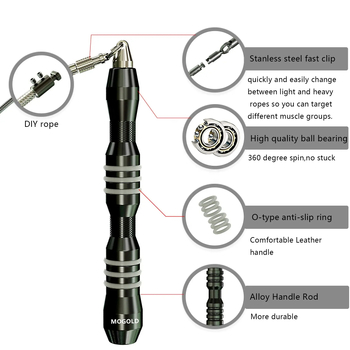 Užad za preskakanje od aluminijske legure s dvostrukim užetom, ručke 3/5 mm, čelično vlakno, visokoprecizni ležajevi za natjecanja