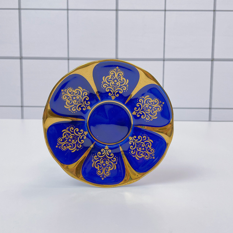 Set de cești și farfurioare ceramice pentru cafea, stil lux ușor, 12 piese, inspirație arabă/orientul mijlociu, model geometric floral