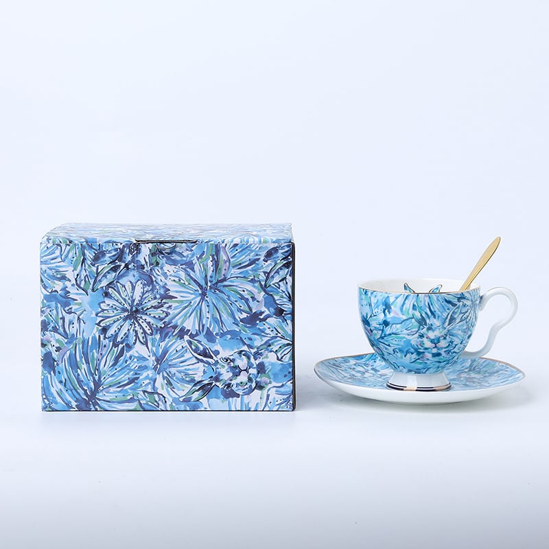 Set cești de cafea cu farfurioare în stil european-american retro, porțelan britanic de lux, farfurioare pentru desert pentru ceaiul de după-amiază, cadou elegant de înaltă calitate