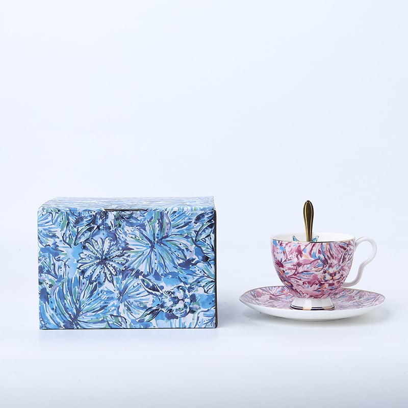 Set cești de cafea cu farfurioare în stil european-american retro, porțelan britanic de lux, farfurioare pentru desert pentru ceaiul de după-amiază, cadou elegant de înaltă calitate