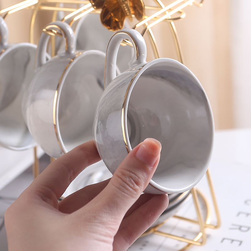 Set ceramic de cești de cafea cu farfurioare, stil european, veselă luxoasă pentru ceaiul de după-amiază