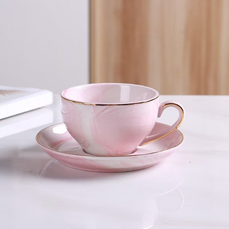 Set ceramic de cești de cafea cu farfurioare, stil european, veselă luxoasă pentru ceaiul de după-amiază