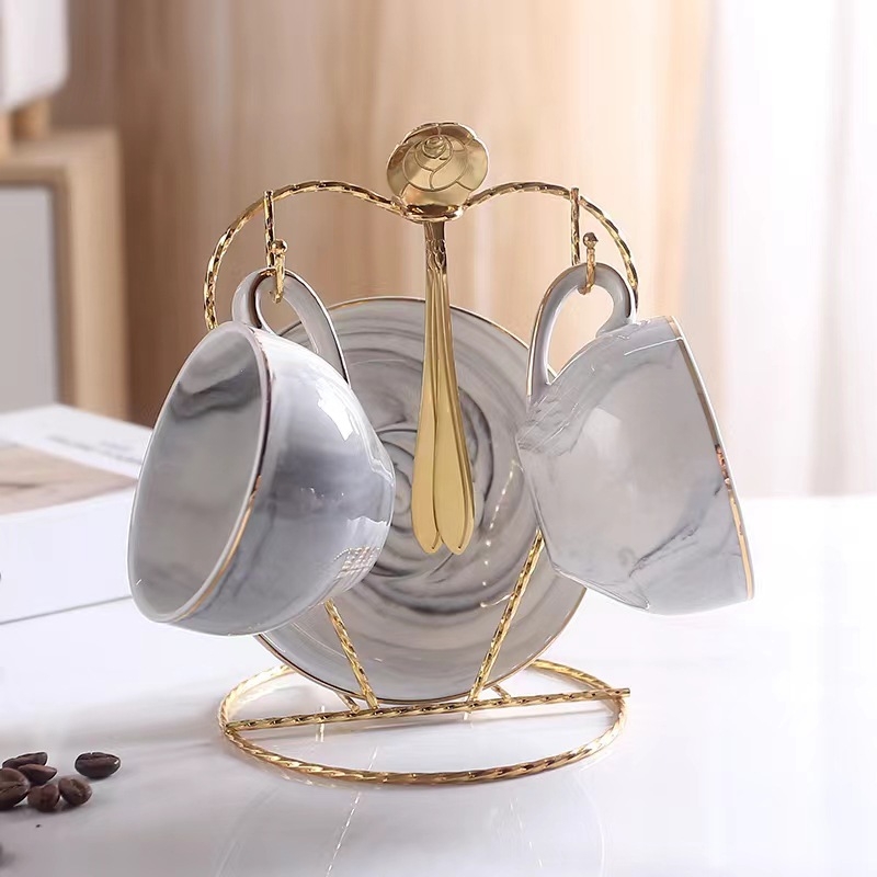 Set ceramic de cești de cafea cu farfurioare, stil european, veselă luxoasă pentru ceaiul de după-amiază