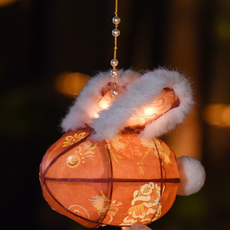 Fenar pentru Festivalul Luminilor, Fenar cu iepuraș, Kit DIY pentru lucrări manuale, Iepuraș portabil din jad pentru copii, Model nou pentru decor de Anul Nou