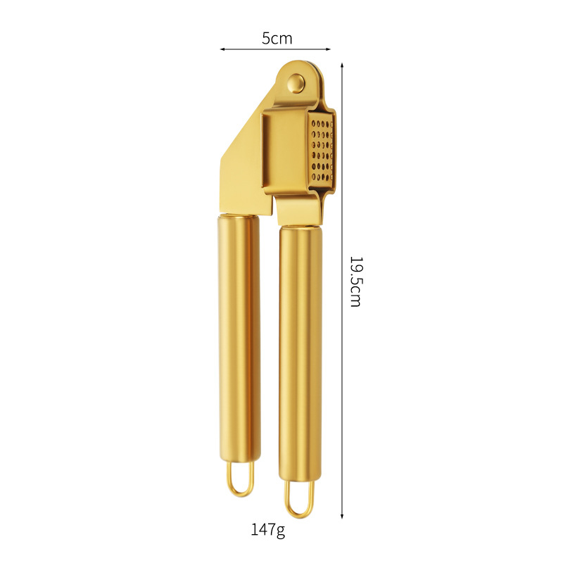Presă de usturoi din oțel inoxidabil cu acoperire colorată, zdrobitor multifuncțional manual, curățător și clips pentru usturoi, pentru uz casnic