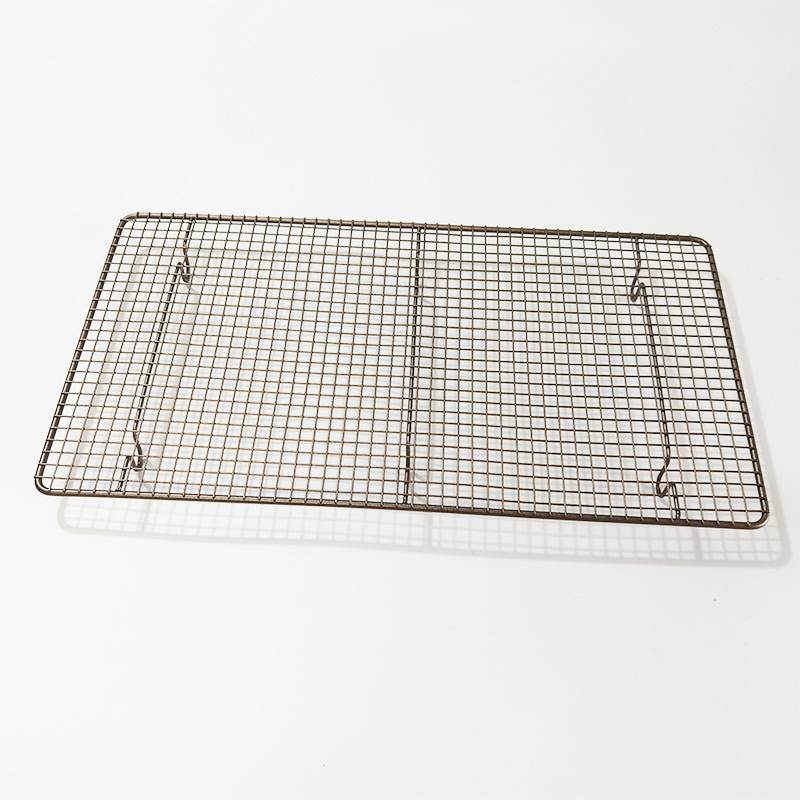 Raft de răcire pentru prăjituri, gros, mare, dreptunghiular, de culoare auriu sampanie, cu strat antiaderent, pentru pâine și toast.