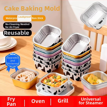 Cupe din folie de aluminiu pentru friteza cu aer, reutilizabile, pentru cuptorul de casă, forme pentru prăjituri și budincă