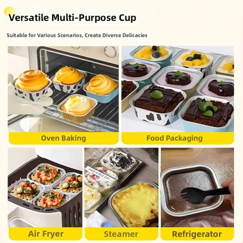 Cupe din folie de aluminiu pentru friteza cu aer, reutilizabile, pentru cuptorul de casă, forme pentru prăjituri și budincă