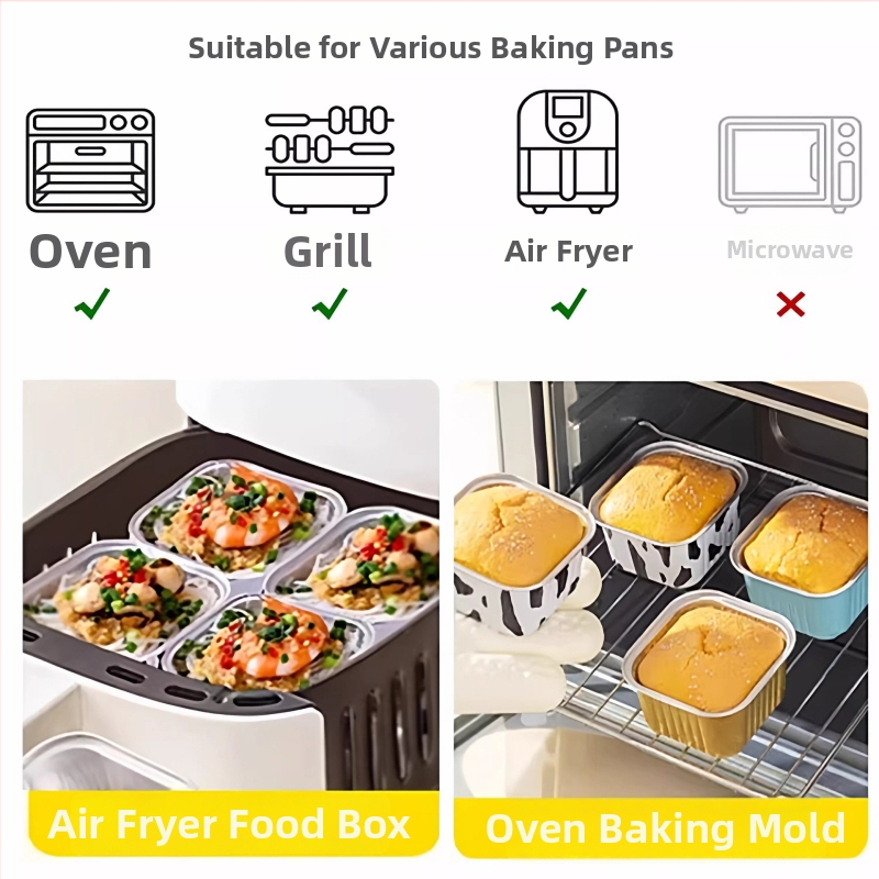 Cupe din folie de aluminiu pentru friteza cu aer, reutilizabile, pentru cuptorul de casă, forme pentru prăjituri și budincă
