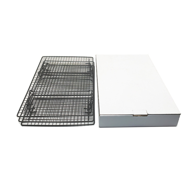 Grilă de răcire pentru coacere, pliabilă, cu plasă neagră, trei straturi, pentru uz casnic și comercial