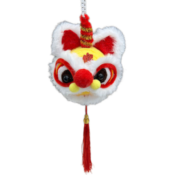 Felinar plușat, lucrat manual, cu dansul leului, în stil chinezesc, strălucitor