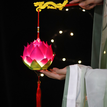 Lanterne lotus în stil antic, lucrată manual, lanternă DIY luminoasă pentru copii, decor portabil de sărbători