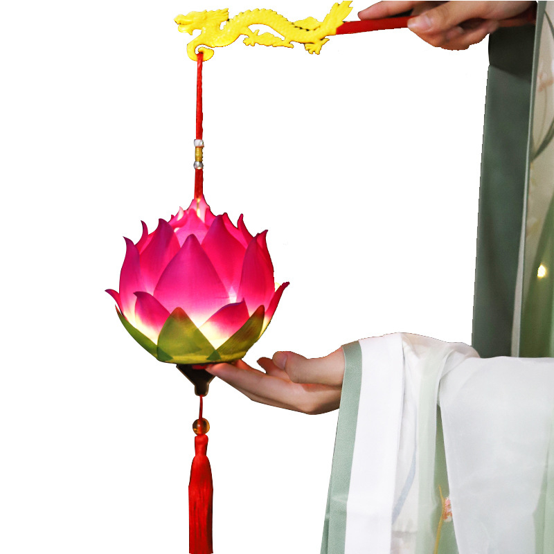 Lanterne lotus în stil antic, lucrată manual, lanternă DIY luminoasă pentru copii, decor portabil de sărbători