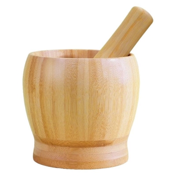 Presa de usturoi cu mortar și bază din lemn