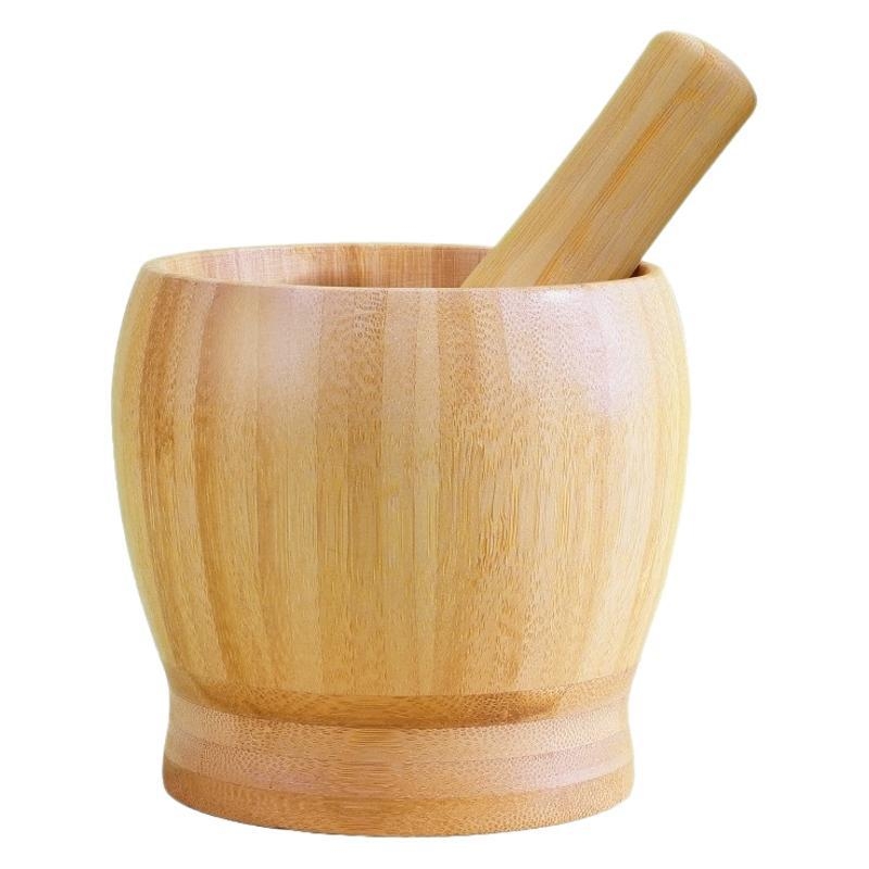 Presa de usturoi cu mortar și bază din lemn