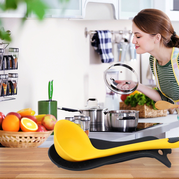 Suport din silicon alimentar pentru lingură de supă și spatulă – bază izolantă pentru ustensile de bucătărie
