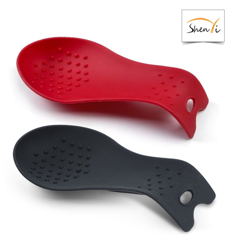 Suport din silicon alimentar pentru lingură de supă și spatulă – bază izolantă pentru ustensile de bucătărie