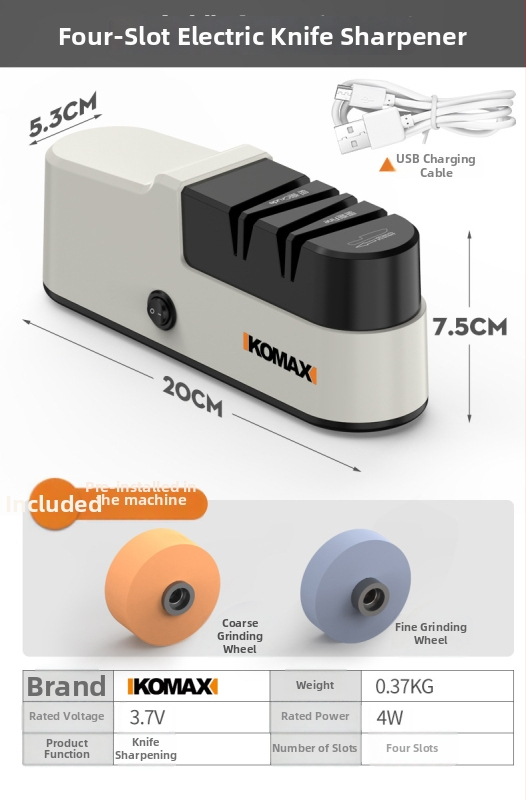 Komus ascuțitor electric de cuțite, instrument multifuncțional compact pentru cuțite de bucătărie, ascuțire automată