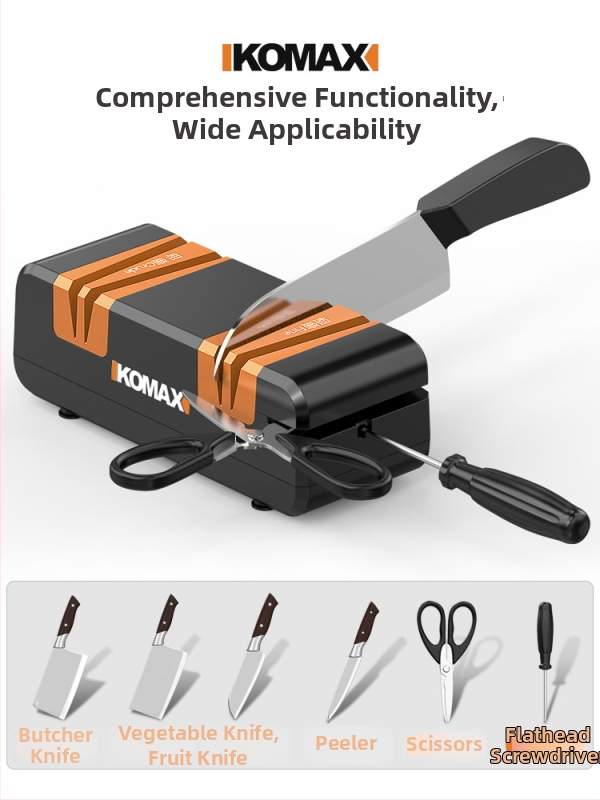 Komus ascuțitor electric de cuțite, instrument multifuncțional compact pentru cuțite de bucătărie, ascuțire automată