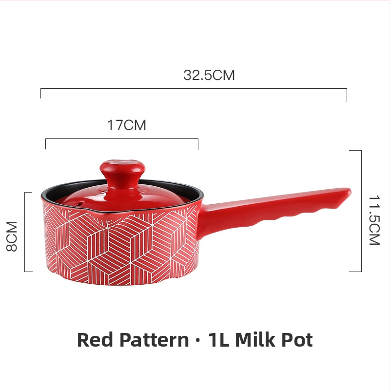 CNNB Oală ceramică roșie cu capac, 3.1–4 L, corp din ceramică, antiaderent, potrivită pentru aragaz cu gaz