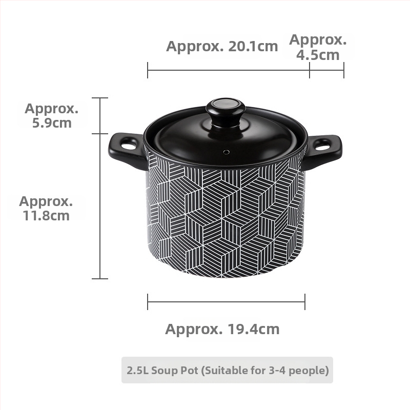 CNNB Oală ceramică roșie cu capac, 3.1–4 L, corp din ceramică, antiaderent, potrivită pentru aragaz cu gaz