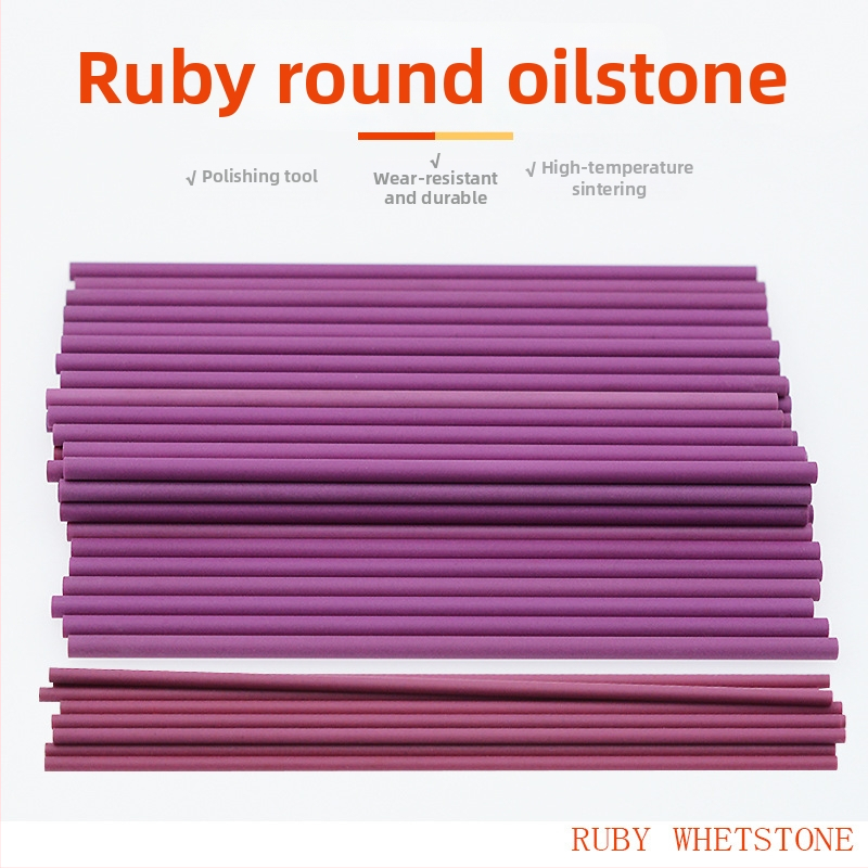 Rubínový olejový kameň s guľatým tyčovým tvarom, 3000-mriežka, na leštenie a jemné brúsenie